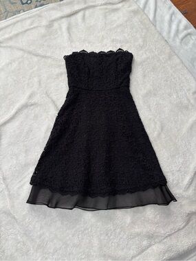 Joie Black Strapless Lace A-Line Dress